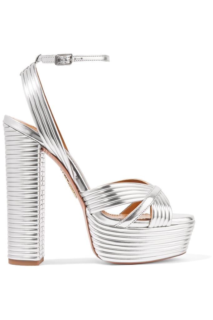 Aquazzura Sundance Metallic Platform Sandals | Jennifer Lopez Sexy ...