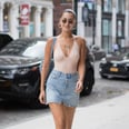 Bella Hadid Says "Summer's Not Over Yet" in Her Sexy Denim Miniskirt