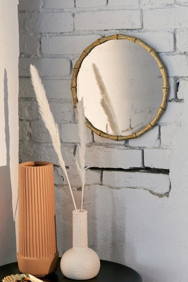 Gold Bamboo Round Wall Mirror