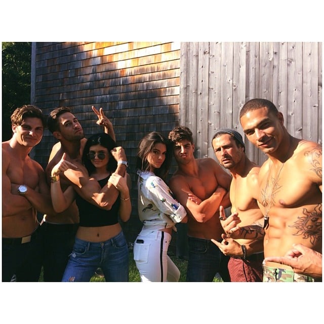 Kendall and Kylie Jenner posed with a bunch of shirtless hunks.
Source: Instagram user kendalljenner