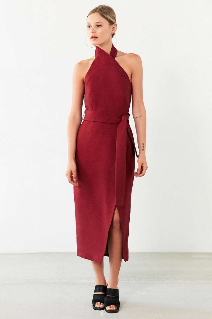C/MEO Collective Stand Still Dress in Maroon ($210)