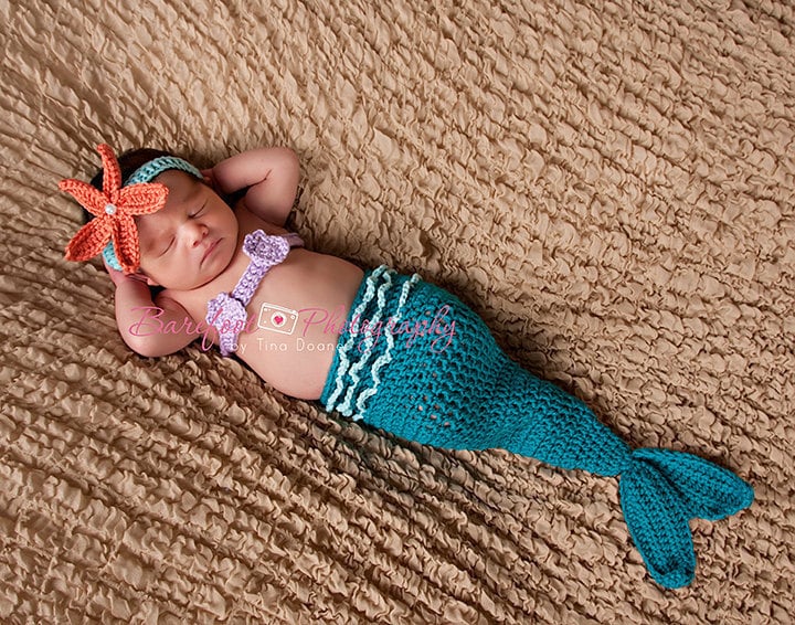 Little Mermaid Ariel Inspired Baby Girl Photo Prop Set Under the Sea