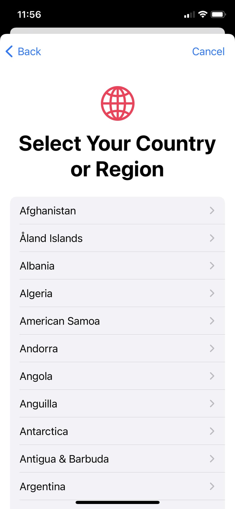Next, Select Your Country or Region From the Drop-down List