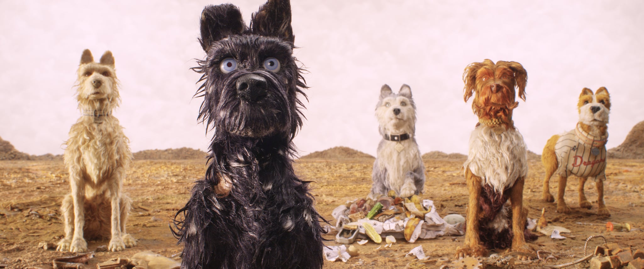 ISLE OF DOGS, from left: Rex (voice: Edward Norton), Chief (voice: Bryan Cranston), Duke (voice: Jeff Goldblum), King (voice: Bob Balaban), Boss (voice: Bill Murray), 2018.  TM & copyright Fox Searchlight Pictures. All rights reserved. /Courtesy Everett Collection