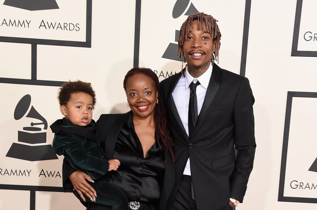 Wiz Khalifa brought his mom, Peachie Wimbush, and his young son, Sebastian Thomaz, to the Grammys.