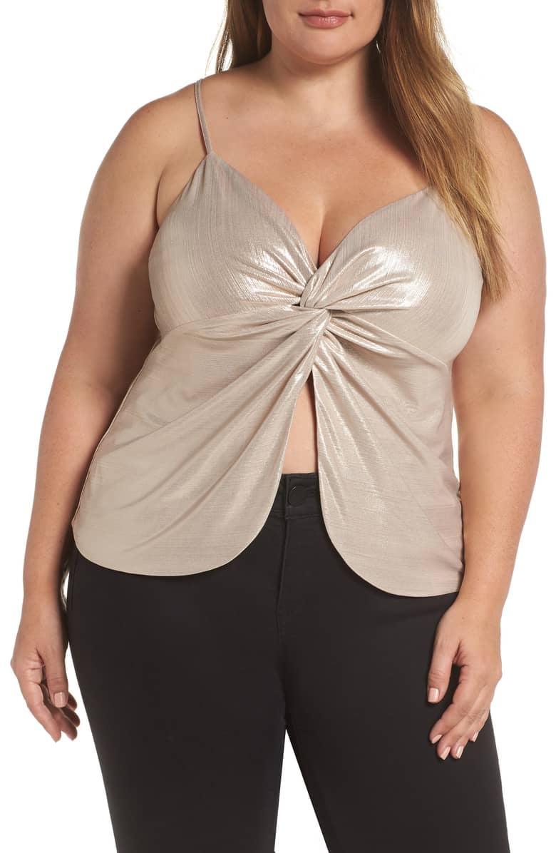 Leith Knot Front Metallic Camisole