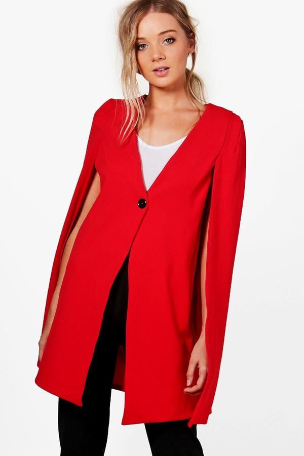 Boohoo Amanda Button Longline Tailored Crepe Cape Princess Charlene's
