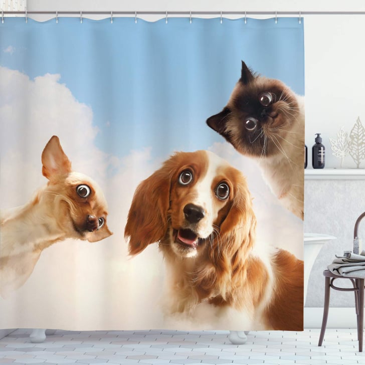 Cat and Dog Friends With Hilarious Expressions Shower Curtain | Funny ...