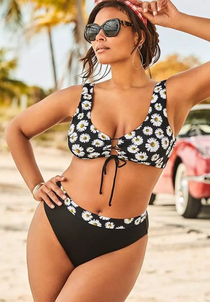 Ashley Graham Lace Up High Waist Bikini Set