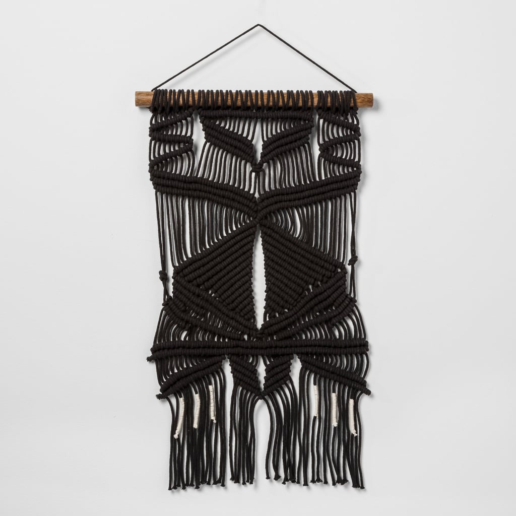 Woven Cotton Black Macrame Wall Tapestry