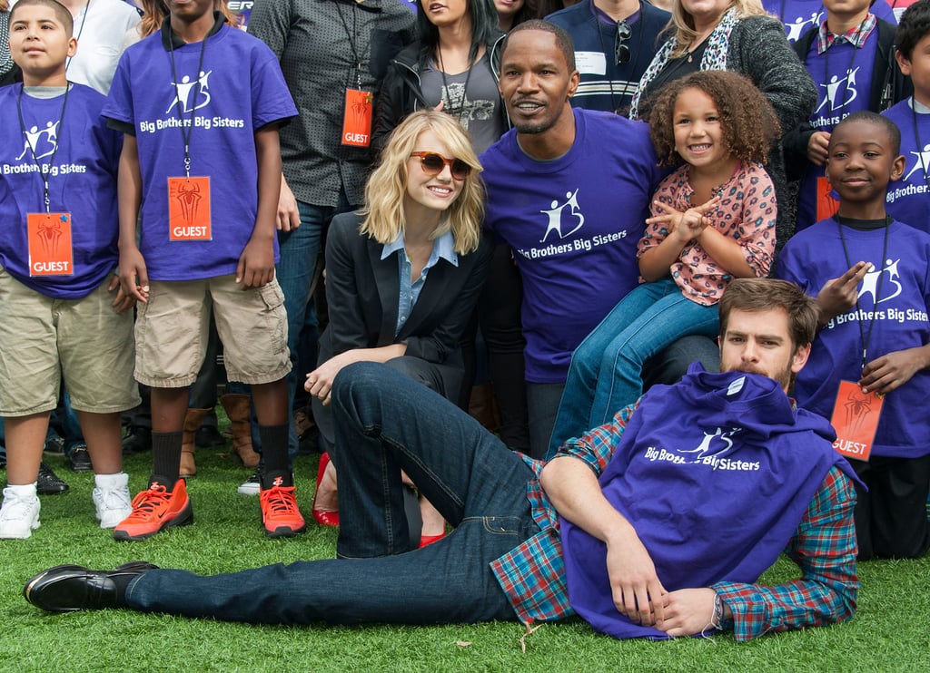 He joked around with kids during an LA event in November 2013 while joined by costars Emma Stone and Jamie Foxx.