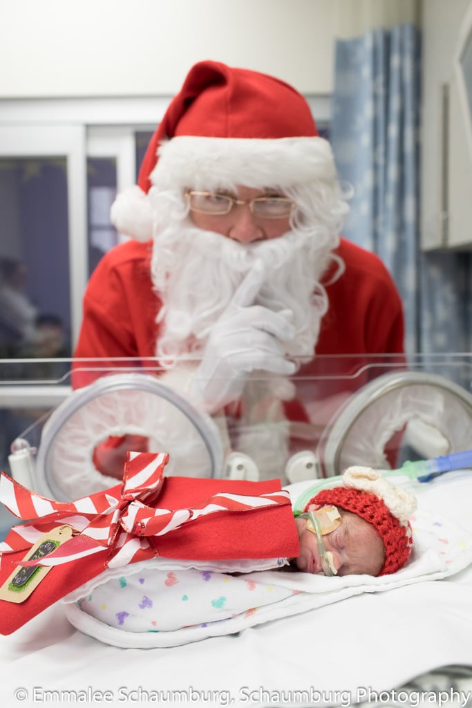 Photos of Preemies Dressed as Presents Meeting Santa Claus