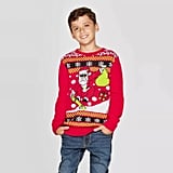 Well Worn Boys' Dino Days Santa Ugly Christmas Sweater Well Worn Boys' Dino Days Santa Ugly Christmas Sweater