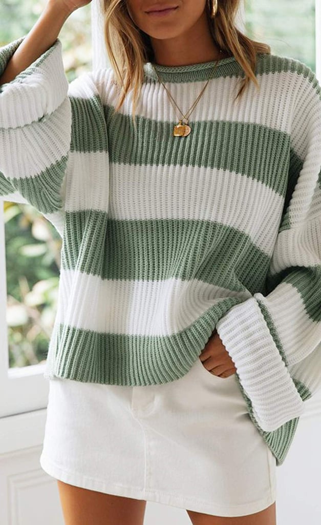 A Classic Striped Sweater: Zesica Long-Sleeve Crewneck Striped Sweater