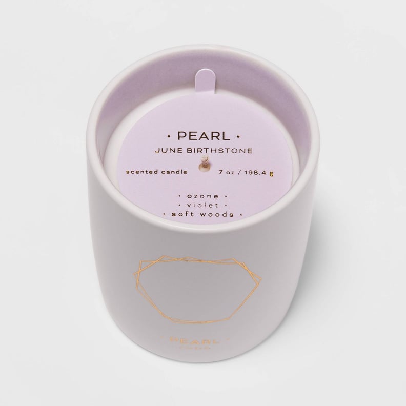 7oz Birthstone Ceramic Jar Pearl Candle (June)