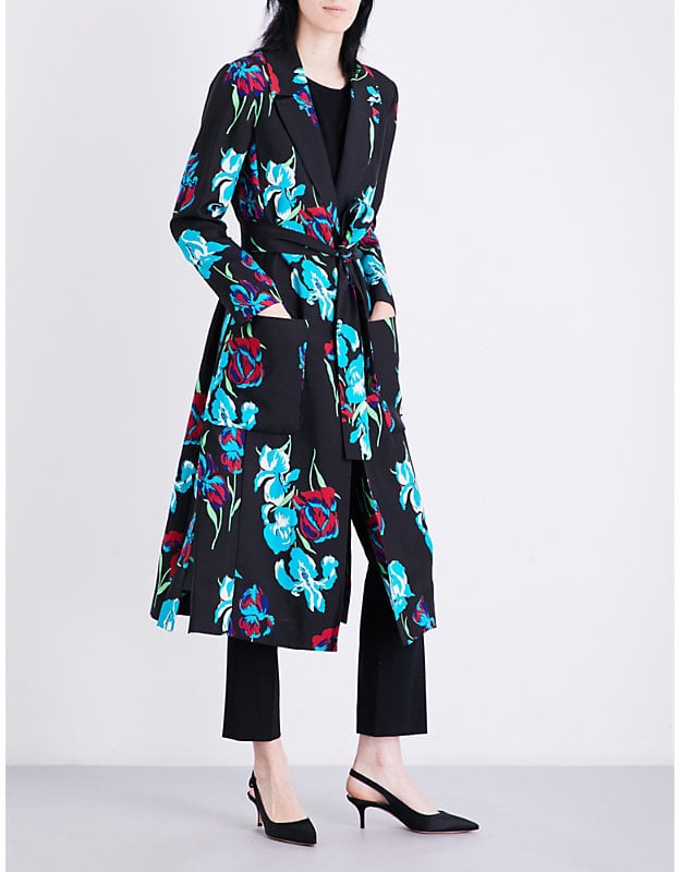 Diane von Furstenberg Floral-Print Silk-Gabardine Wrap Coat Diane von Furstenberg Floral-Print Silk-Gabardine Wrap Coat