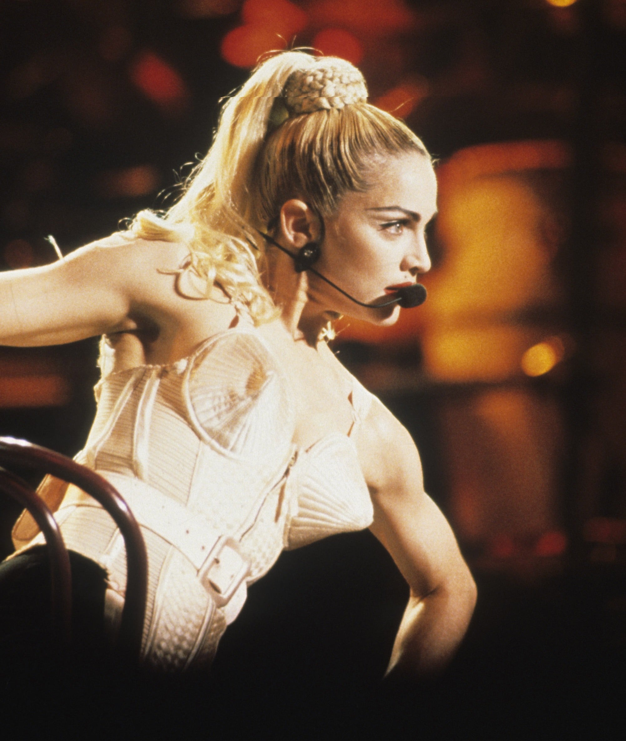 Madonna Womens Costume Cone Bra Corset Gold Pointy Bustier Blond