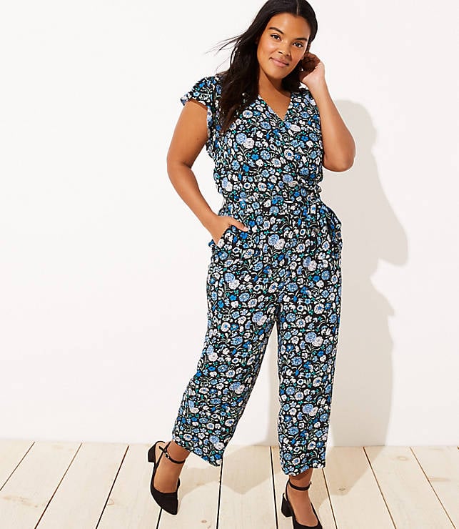 Loft Floral Flutter Tie Waist Jumpsuit