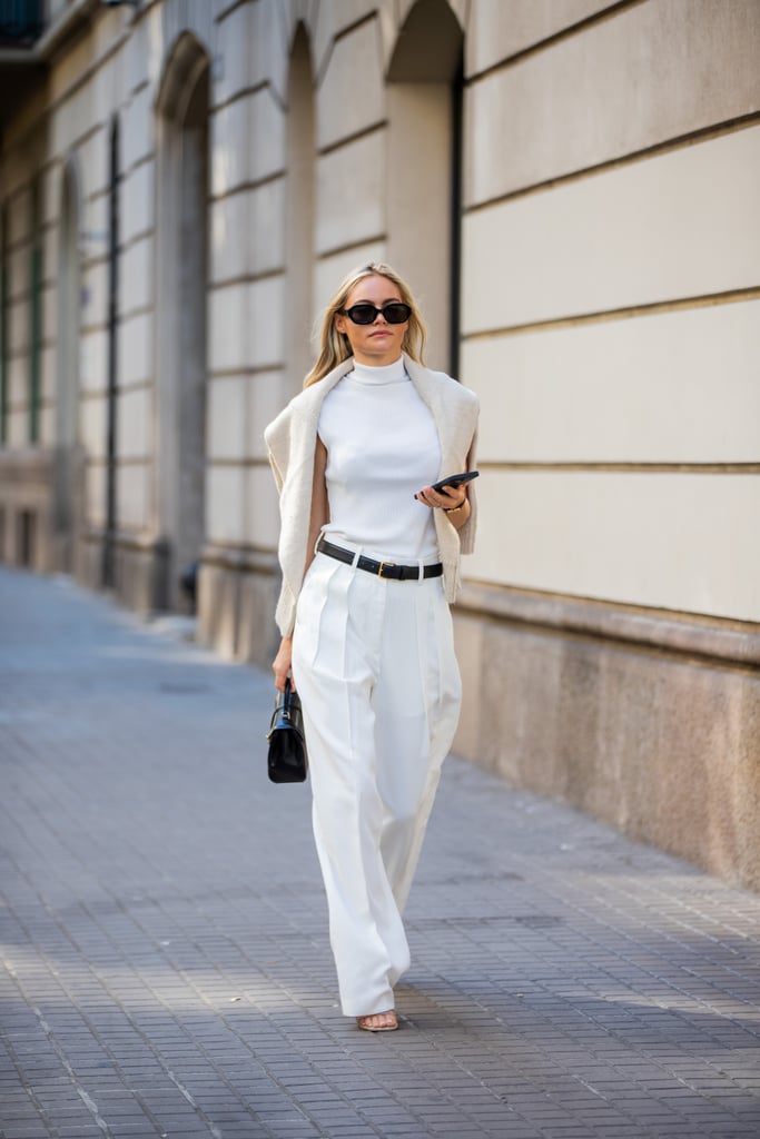 White After Labor Day: Turtleneck, Trousers, and Cardigan