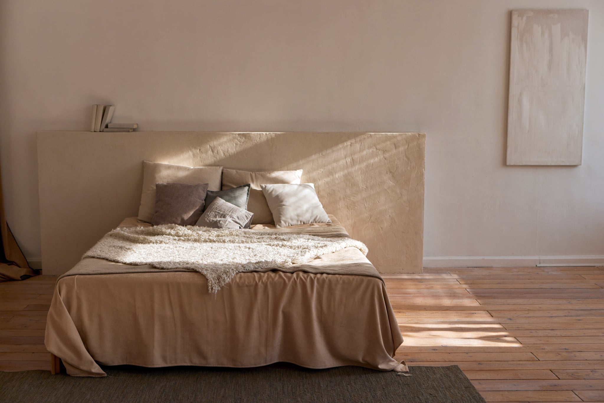 beige monochromatic bedroom