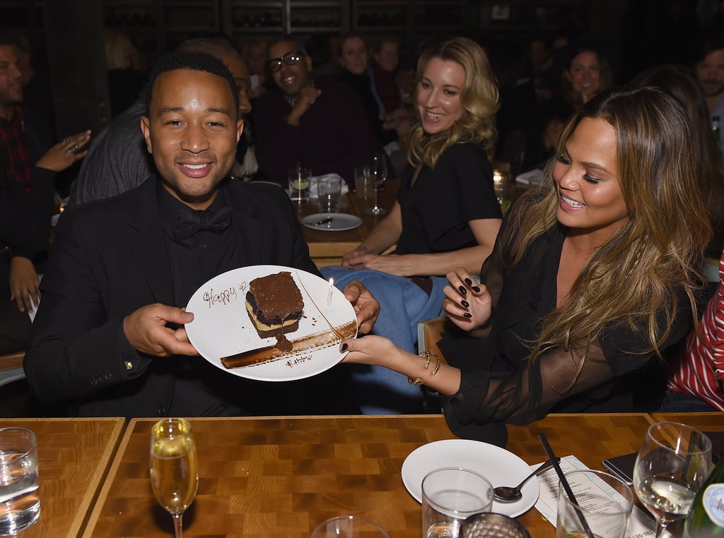 Kim Kardashian and Kanye West at John Legend's Birthday