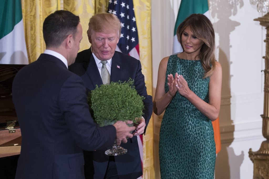 Melania Trump Green Leopard Print Dress