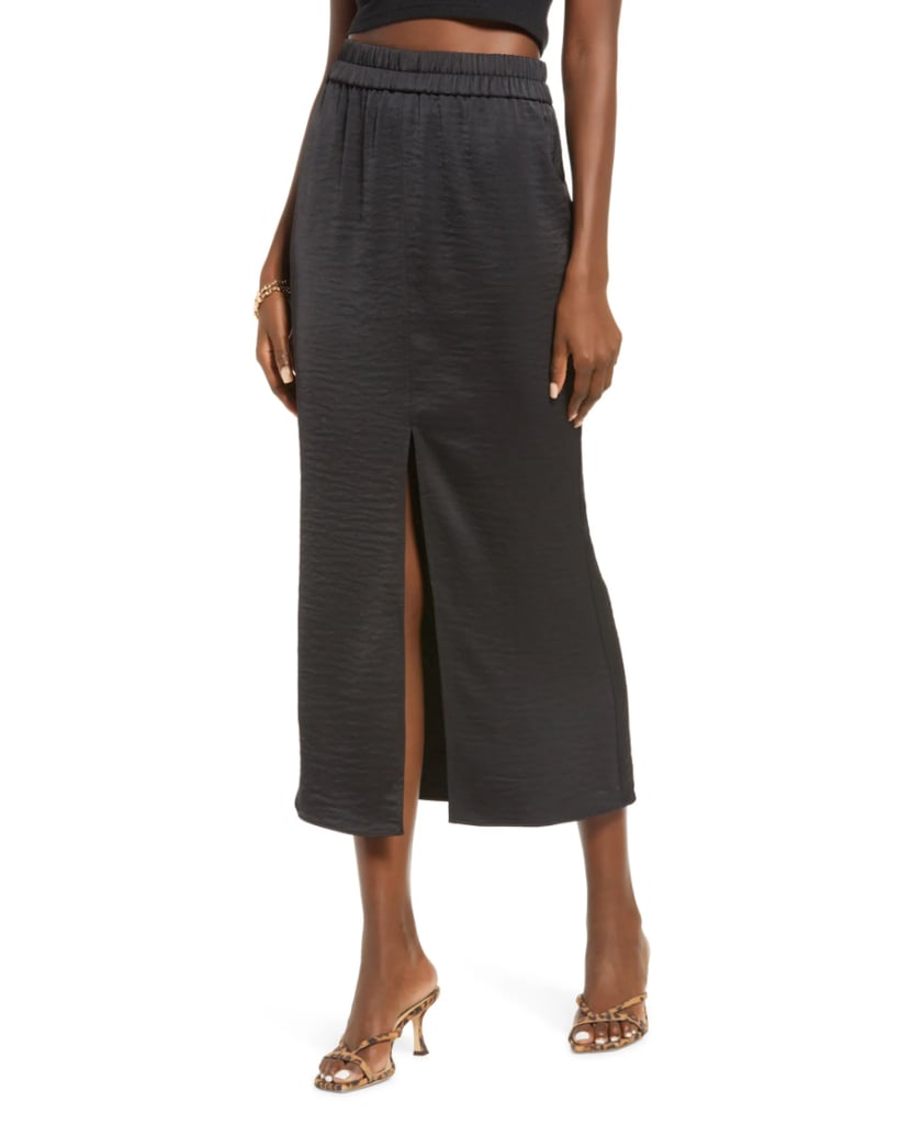 Stealth Slit: Open Edit Satin Midi Skirt | Best Nordstrom Fall Clothes ...