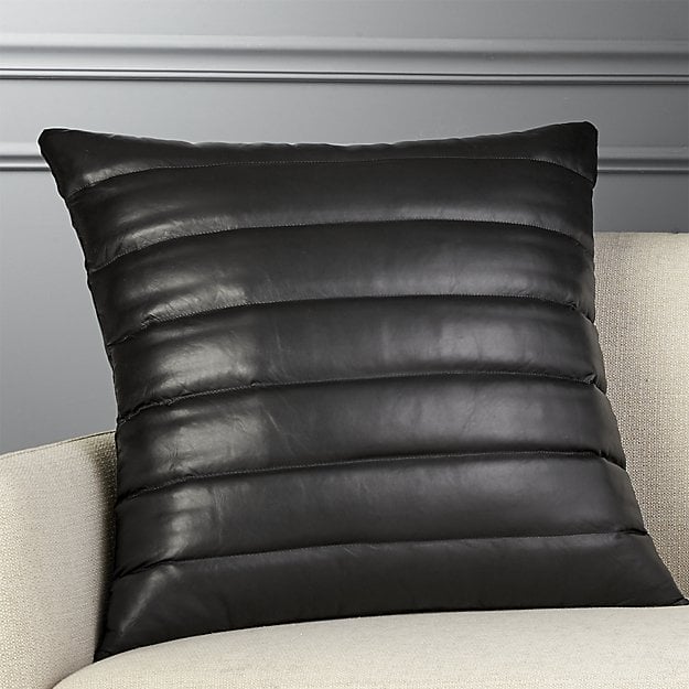 23" Izzy Black Leather Pillow (149) CB2 Fall 2017 Decor POPSUGAR