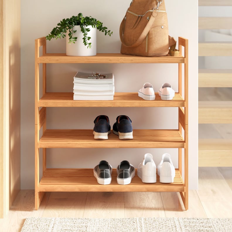 Dotted Line 4-Tier 12 Pair Stackable Shoe Rack