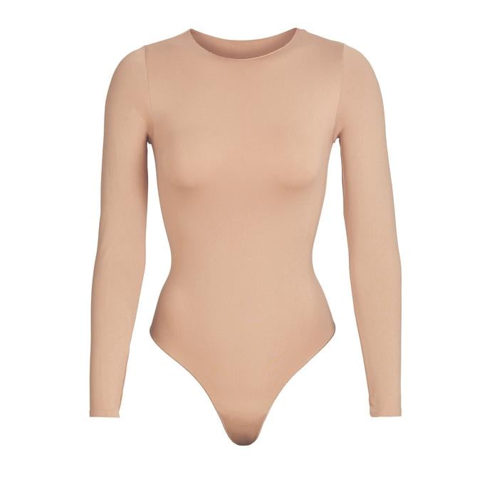 SKIMS Essential Smoothing Scoop-Neck Thong Bodysuit