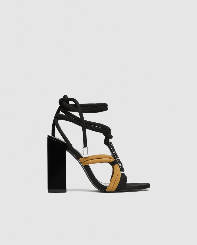 Zara Leather Sandals With Stone Detail