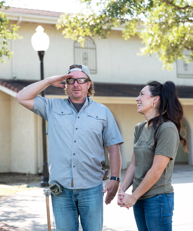 Hosts Chip & Joanna Gaines at Demo Day for the Levings-Holmes house, as seen on Fixer Upper, Season 6.