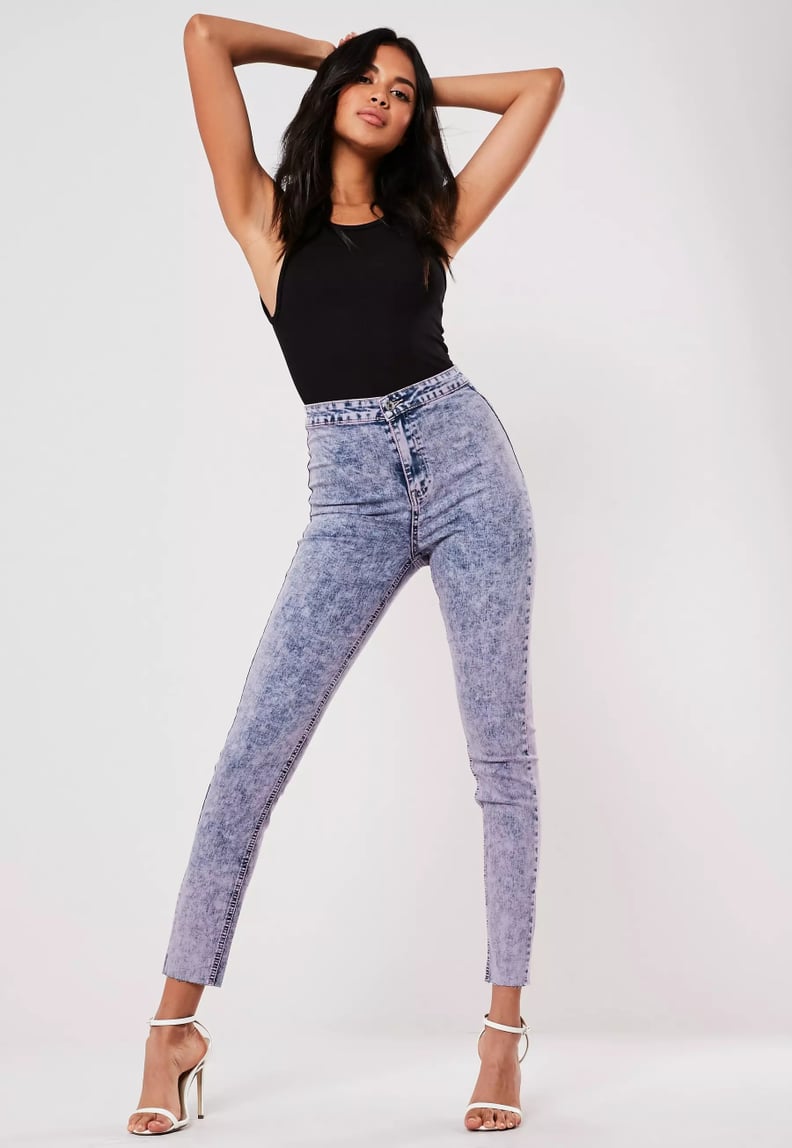 Missguided Purple Acid Wash Co Ord Vice High Waisted Skinny Jeans