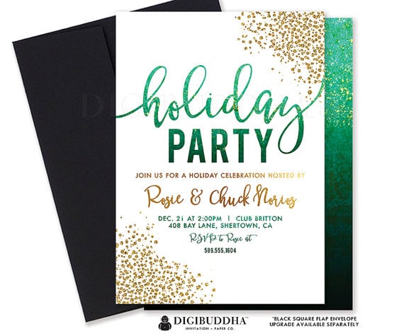 Green Ombre Holiday Party Invitation