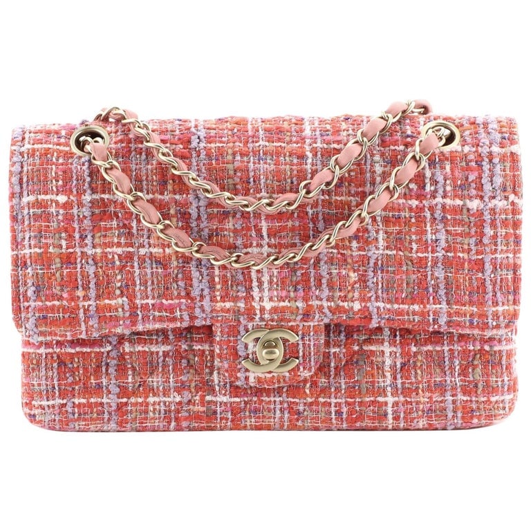 Chanel Vintage Classic Quilted Tweed Double Flap Bag