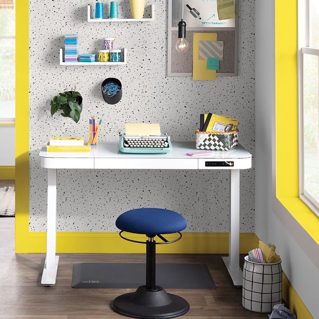 Mitcham floating desk with outlet hutch