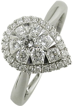 EWA 18ct White Gold Pear Shaped Diamond Cluster Engagement Ring