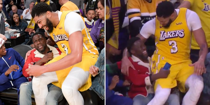 Watch Anthony Davis Fall on Kevin Hart at Lakers Game ...