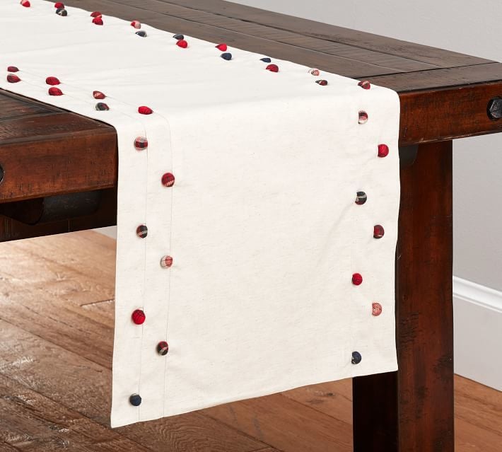 Pottery Barn Plaid Pom Pom Runner