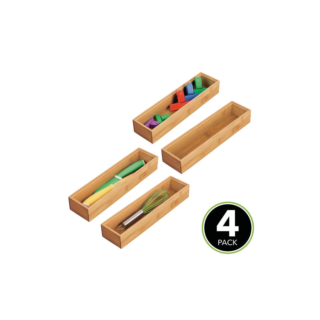 mDesign Bamboo Stackable Kitchen Drawer Organiser Trays