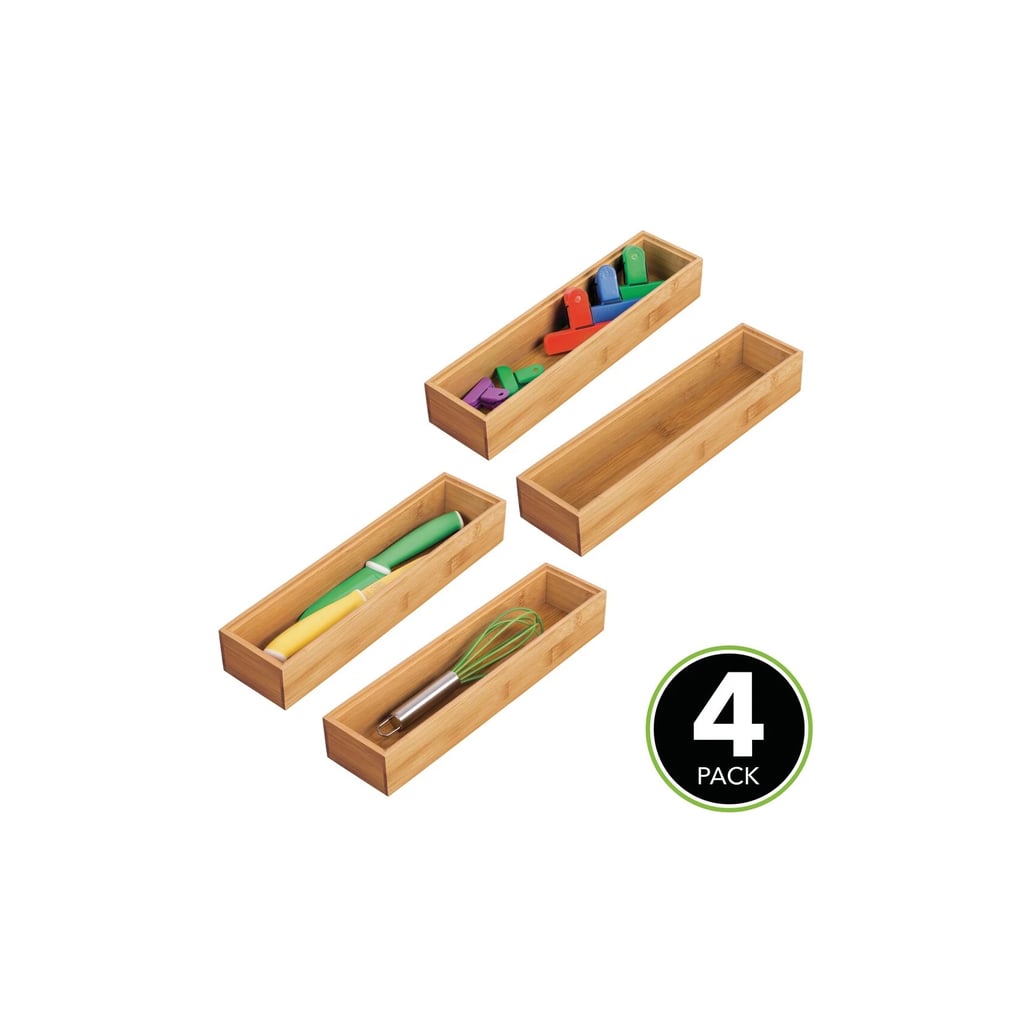 mDesign Bamboo Stackable Kitchen Drawer Organizer Trays Best Kitchen