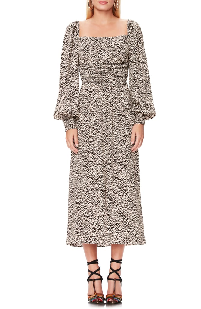 AFRM Miro Leopard Print Long-Sleeve Dress