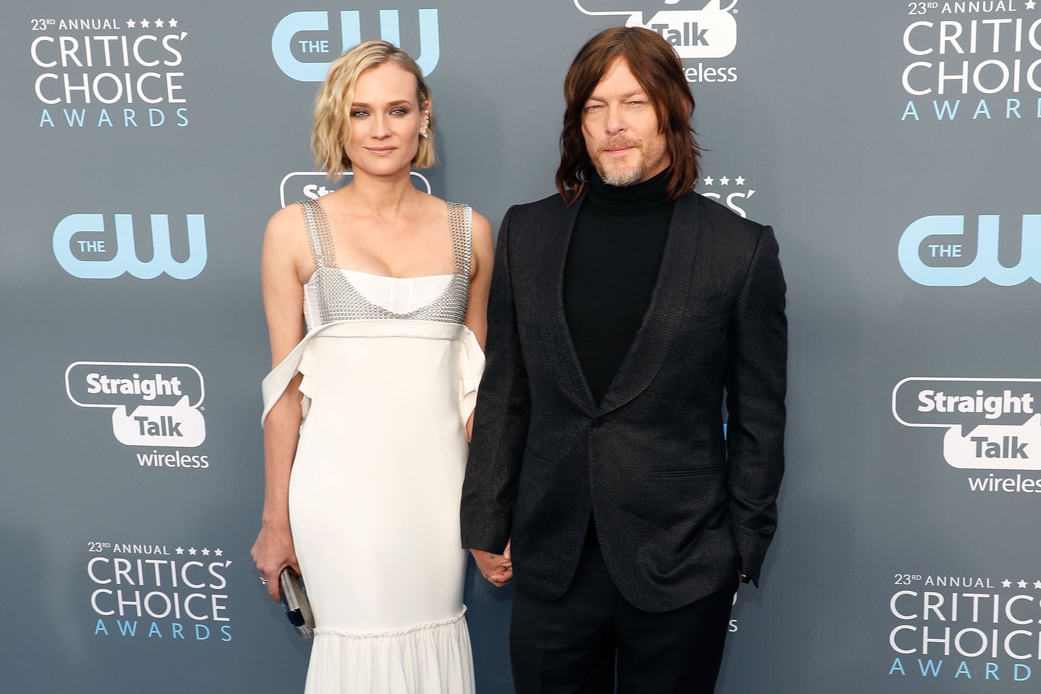 SANTA MONICA, CA - JANUARY 11:  Diane Kruger and Norman Reedus attend the 23rd Annual Critics' Choice Awards at Barker Hangar on January 11, 2018 in Santa Monica, California.  (Photo by Taylor Hill/Getty Images)