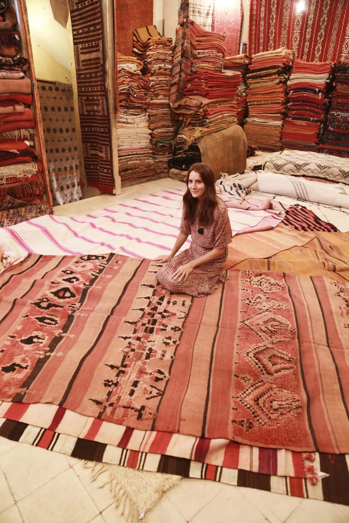 We ended our afternoon at the Souks shopping for rugs. It was like treasure hunting in a way, with each rug stacked, revealing only the backside and giving just a hint of the colors and design. Anything that caught my eye, they would pull out and throw on the floor, unveiling the mystery. It was thrilling but incredibly hard to make a decision.