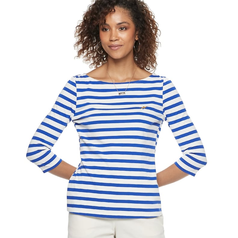 POPSUGAR Striped Boatneck Top