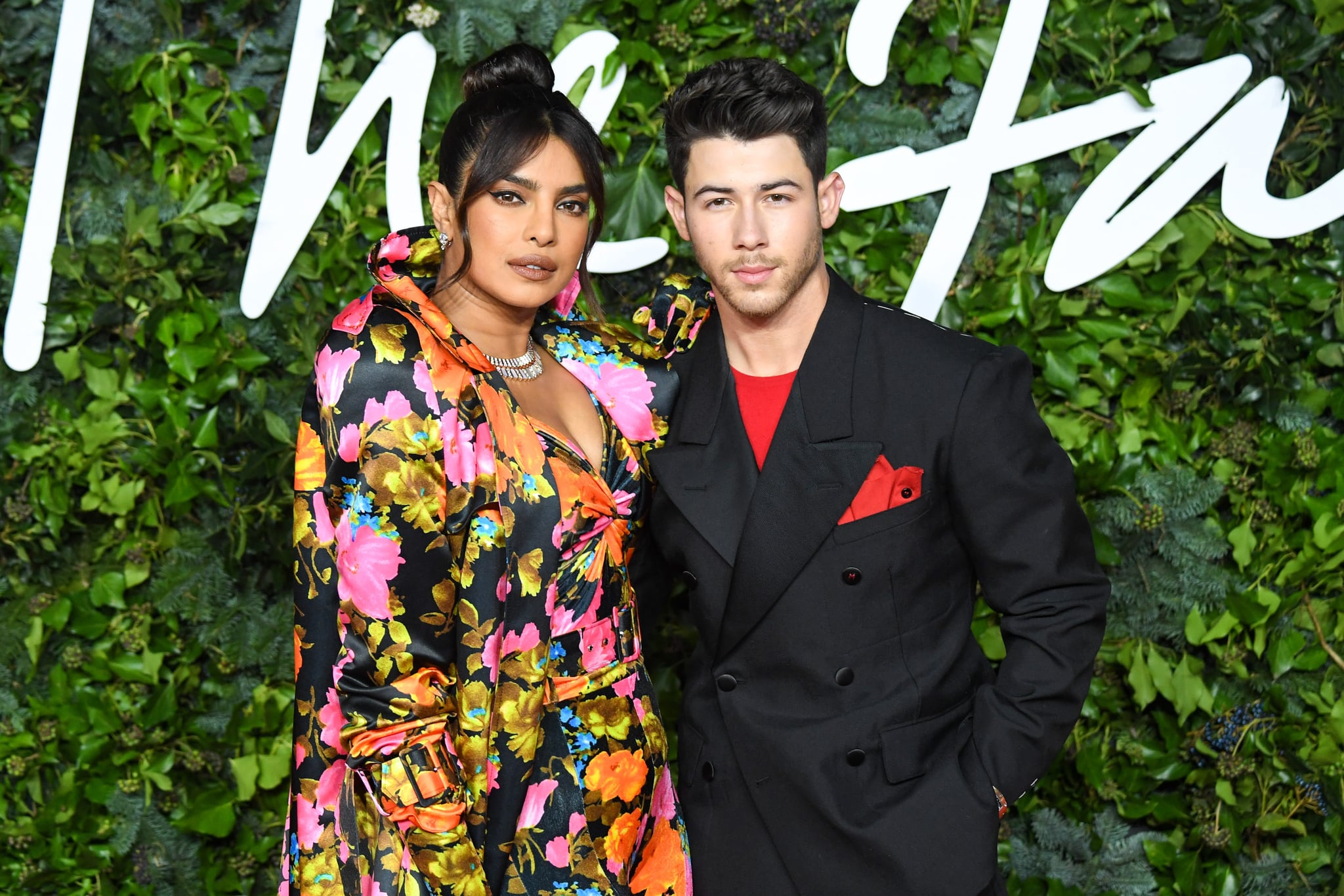 LONDON, ENGLAND - NOVEMBER 29: Priyanka Chopra and Nick Jonas  attends The Fashion Awards 2021 at the Royal Albert Hall on November 29, 2021 in London, England. (Photo by Stephane Cardinale - Corbis/Corbis via Getty Images)