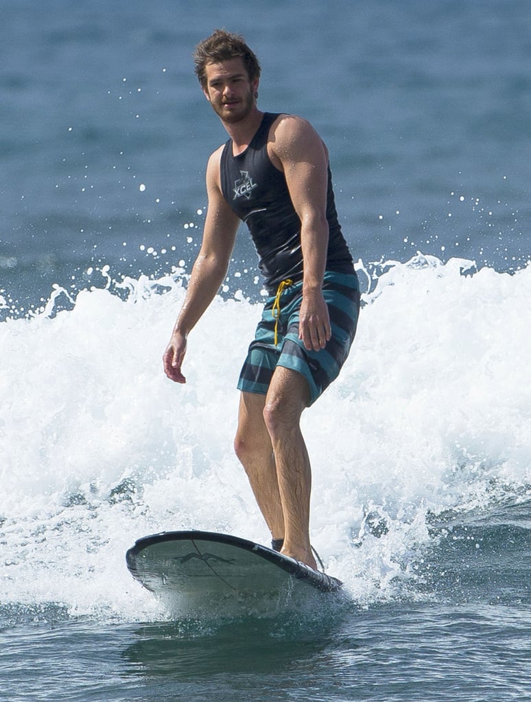 Andrew Garfield mastered the small waves in Hawaii.