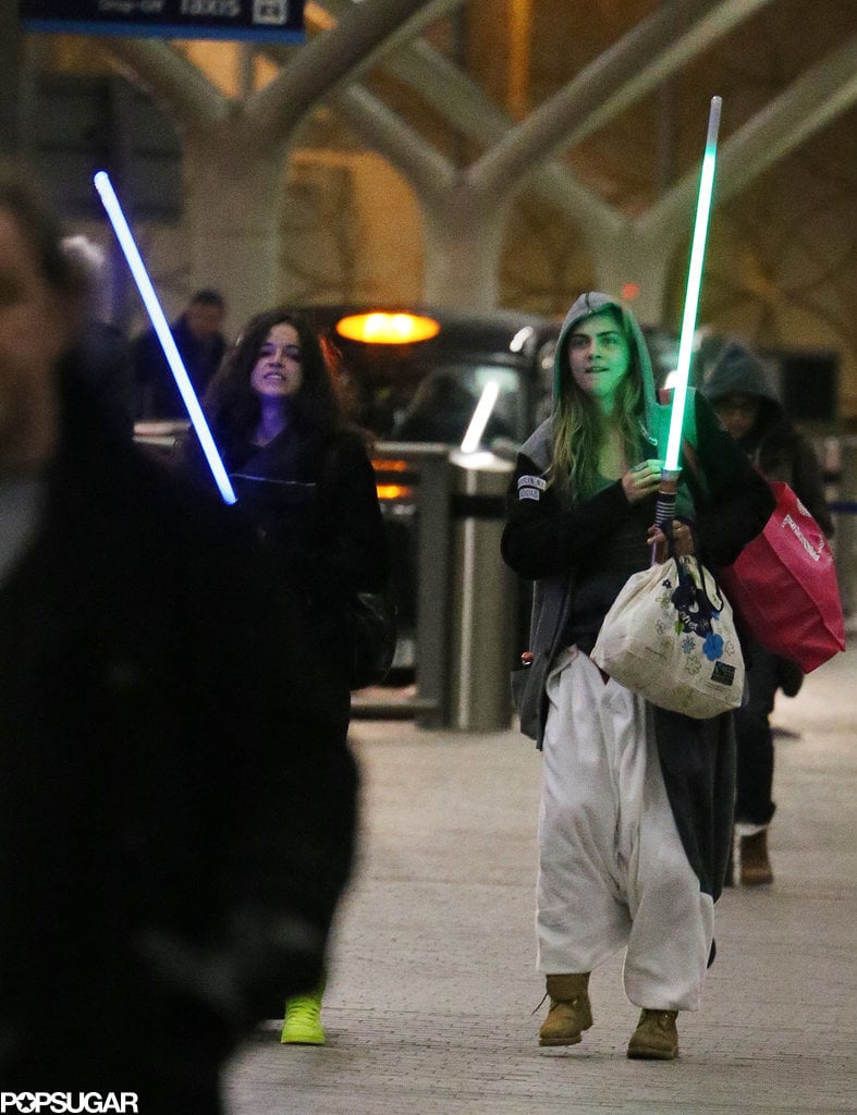Cara Delevingne and Michelle Rodriguez With Lightsabers