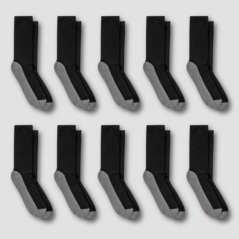 Men's Hanes Premium 10pk Black Crew Socks