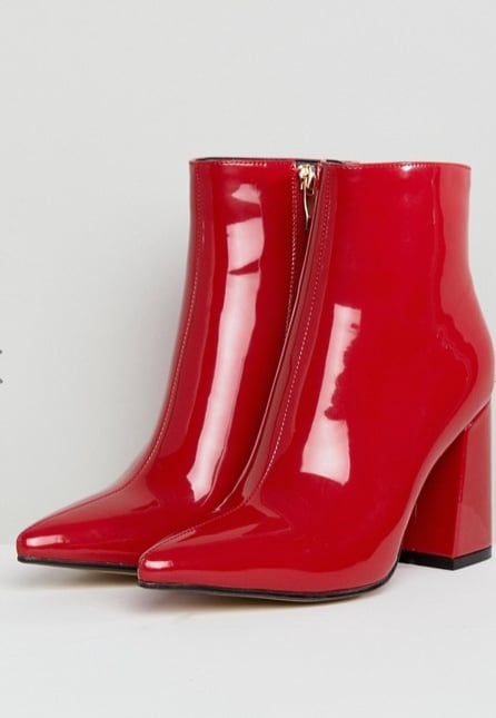 block heel red boots